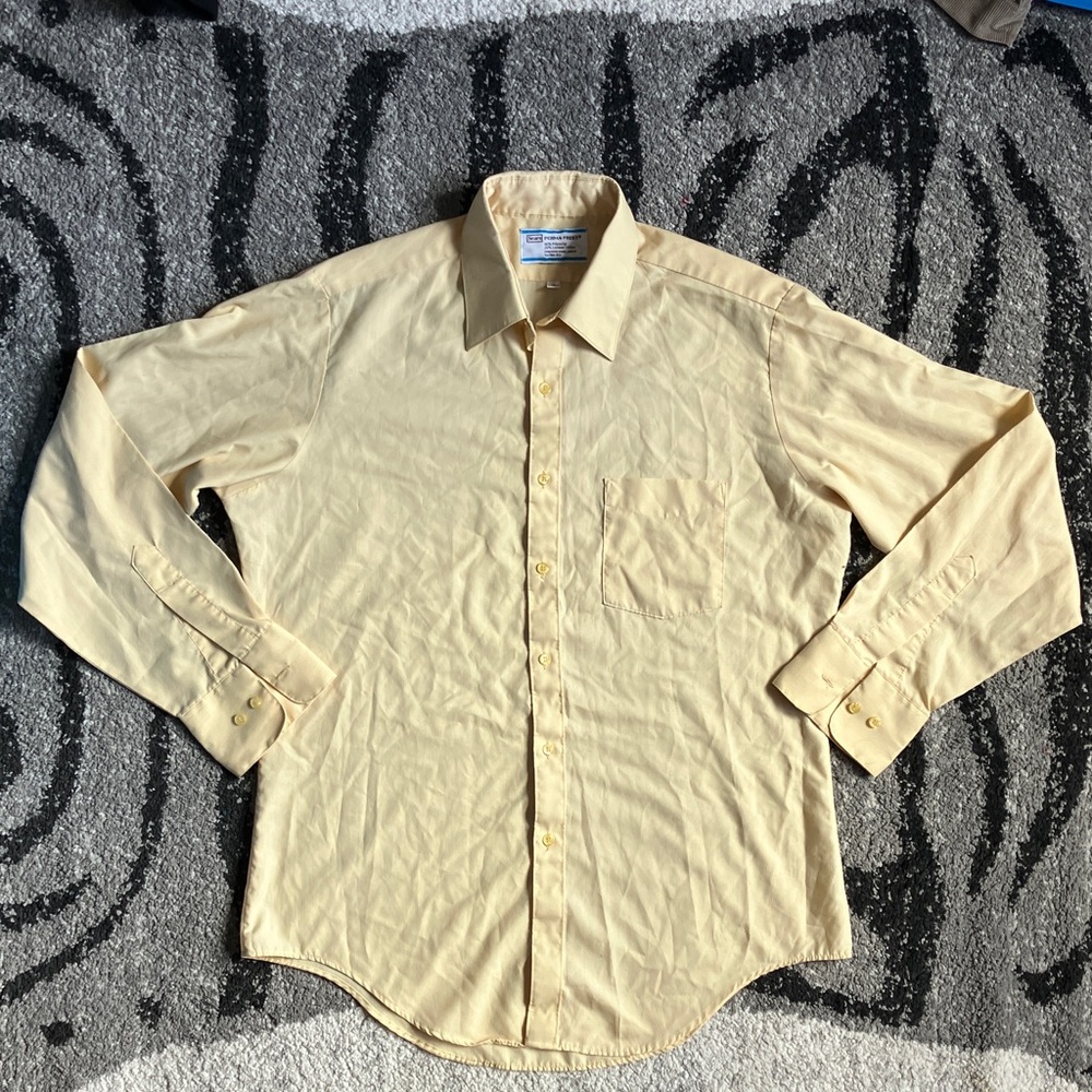 Sears Men's Casual Yellow Button Down Shirt